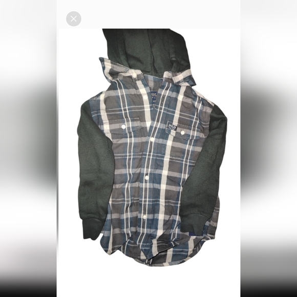 NWT Ralph Lauren Boys hooded plaid button down shirt jacket. - Picture 2 of 8